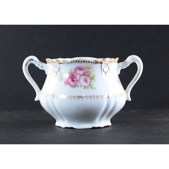 Three Crown China Sugar Bowl No Lid Rose Pattern Made in Germany 1950s - Picture 1 of 11